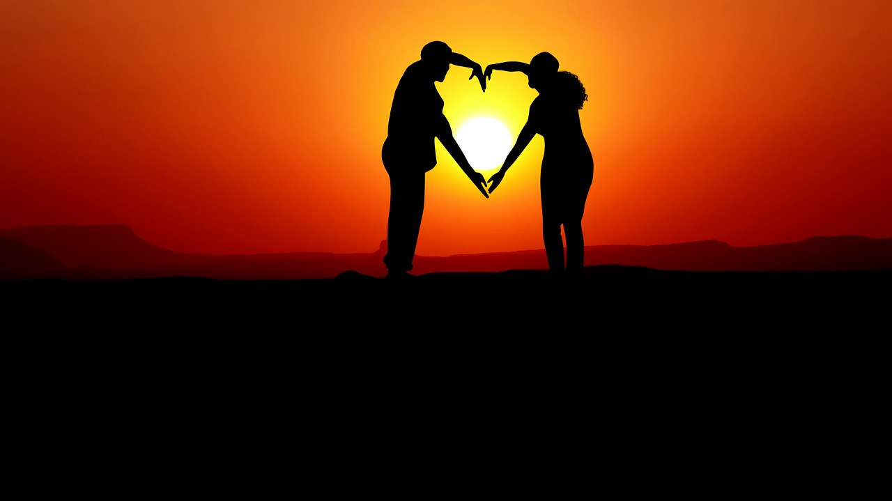 couple, love, sunset